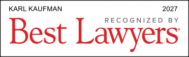 Rectangular icon that says Karl Kaufman Recognized by Best Lawyers 2027.