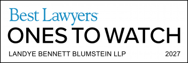 Rectangular icon that says Best Lawyers Ones to Watch Landye Bennett Blumstein LLP 2027.
